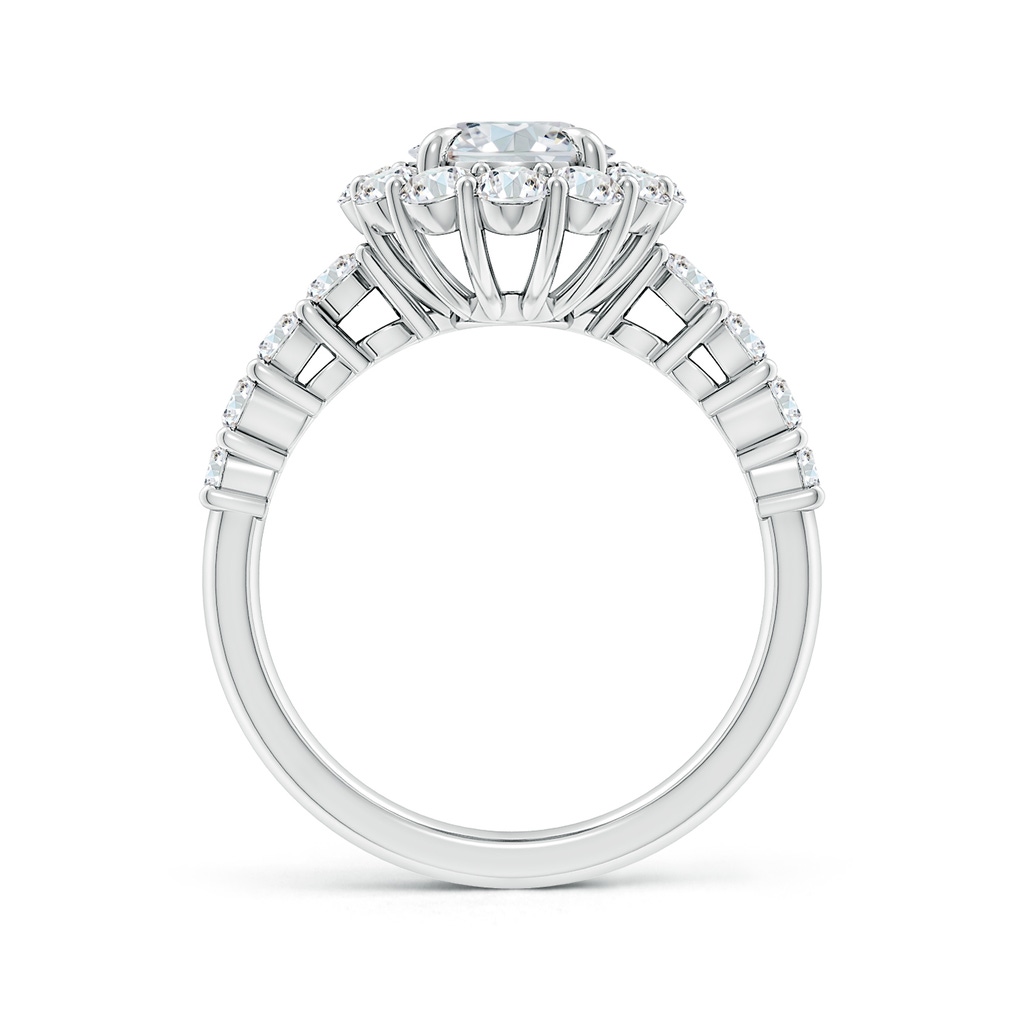 9x7mm FGVS Lab-Grown Oval Diamond Floral Halo Engagement Ring in P950 Platinum - side 199