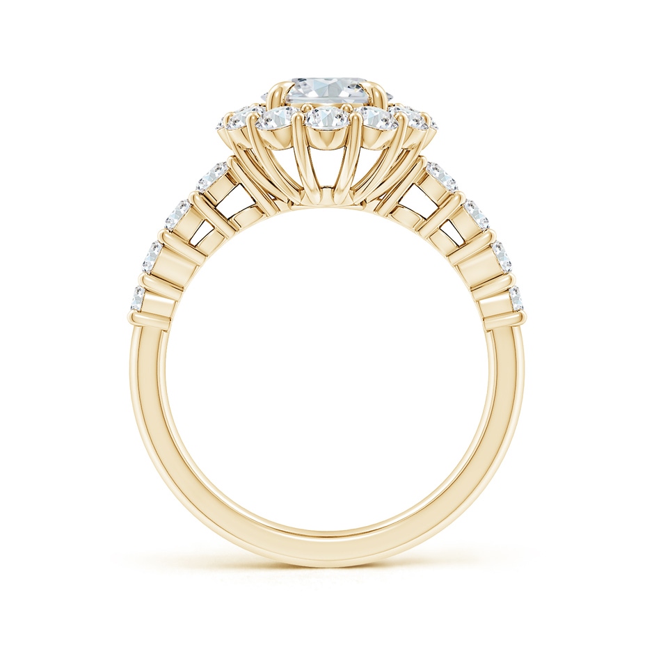 9x7mm FGVS Lab-Grown Oval Diamond Floral Halo Engagement Ring in Yellow Gold side 199