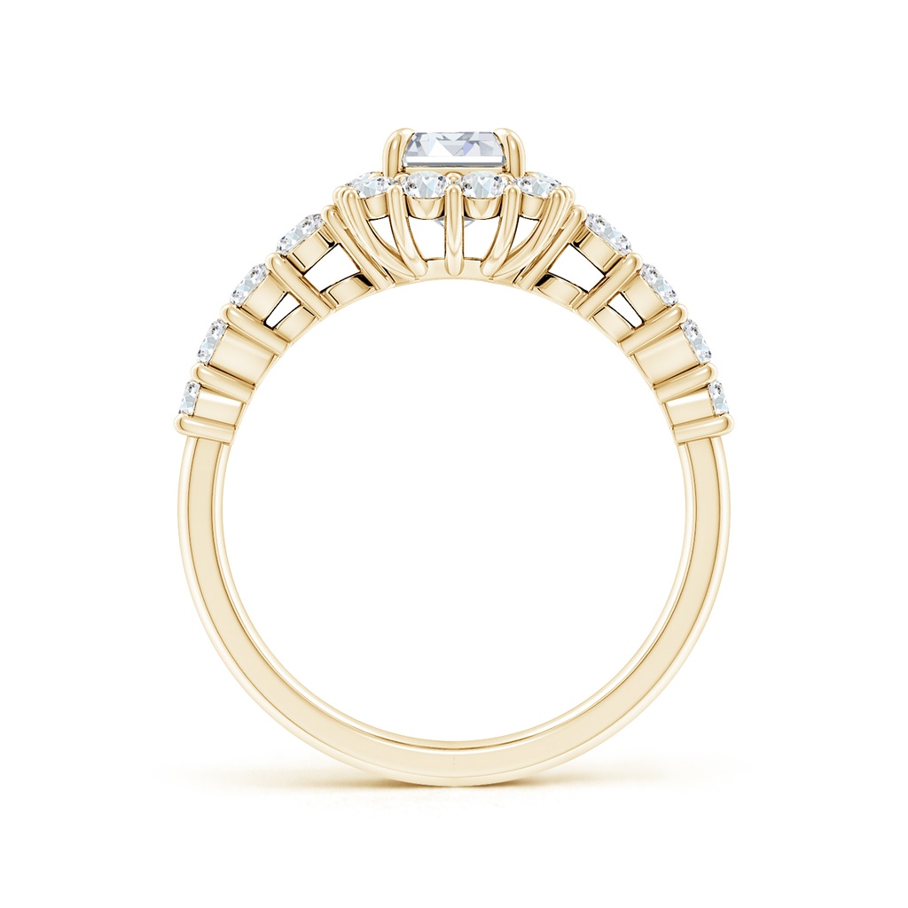 7x5mm FGVS Lab-Grown Emerald-Cut Diamond Floral Halo Engagement Ring in Yellow Gold Side 199
