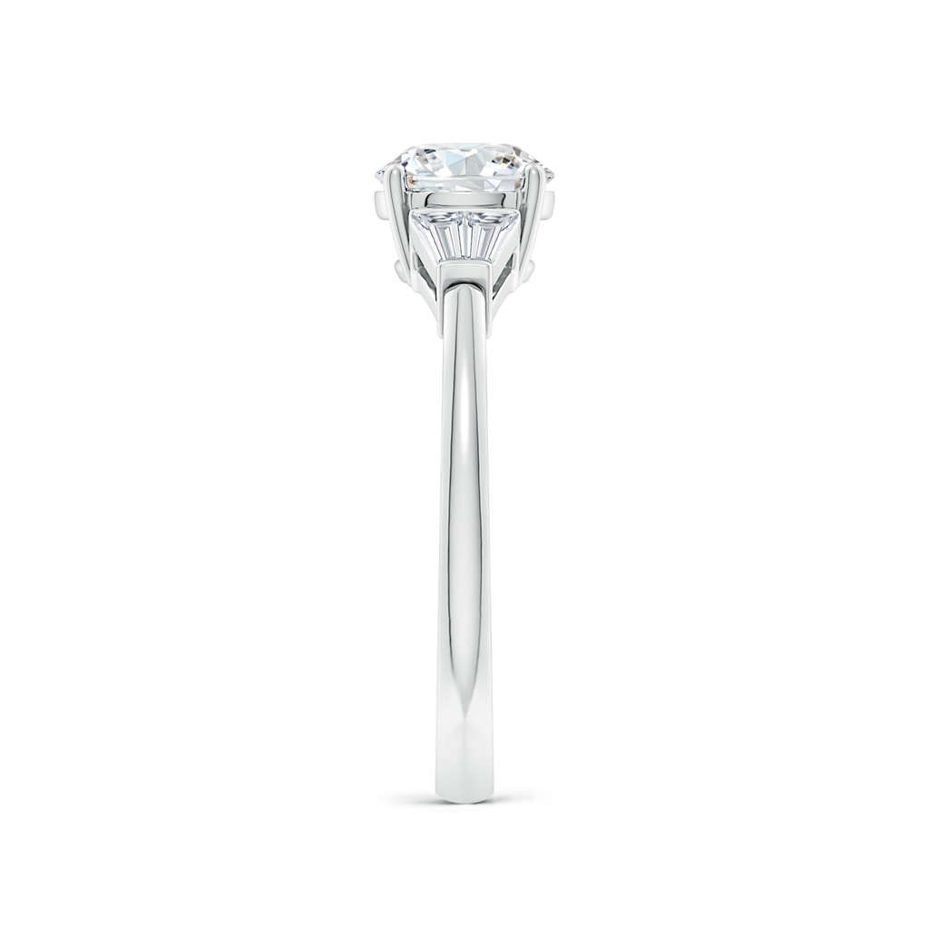 6.5mm FGVS Lab-Grown Round and Twin Tapered Baguette Diamond Side Stone Engagement Ring in White Gold Side 299