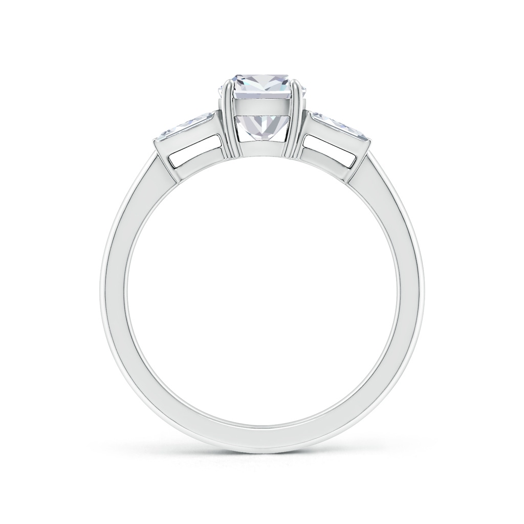 5.5mm FGVS Lab-Grown Cushion and Twin Tapered Baguette Diamond Side Stone Engagement Ring in White Gold Side 199