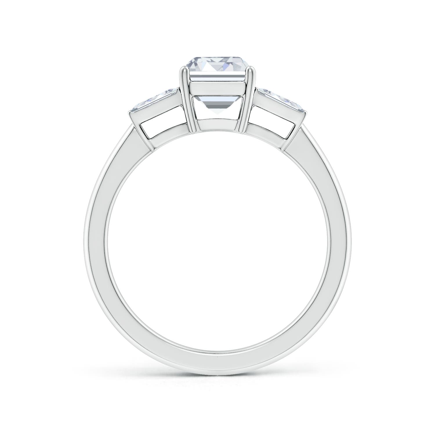 7.5x5.5mm FGVS Lab-Grown Emerald-Cut and Twin Tapered Baguette Diamond Side Stone Engagement Ring in P950 Platinum - side 3