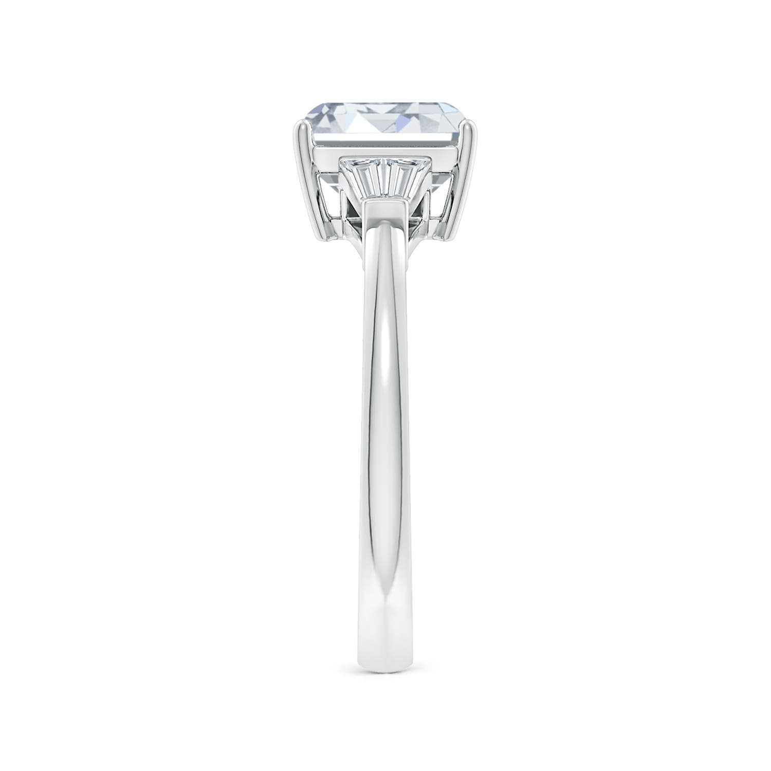7.5x5.5mm FGVS Lab-Grown Emerald-Cut and Twin Tapered Baguette Diamond Side Stone Engagement Ring in P950 Platinum - side 4
