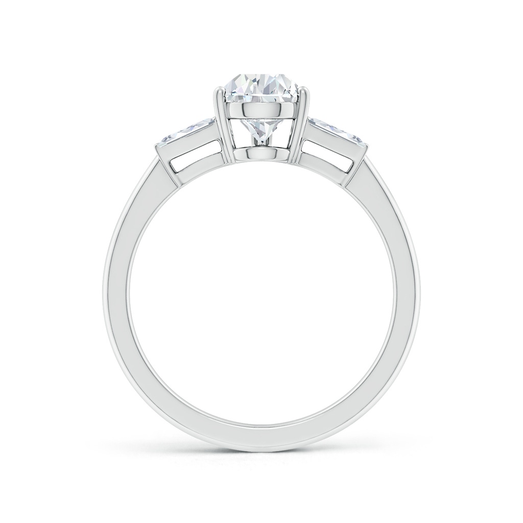 7.7x5.7mm FGVS Lab-Grown Pear and Twin Tapered Baguette Diamond Side Stone Engagement Ring in White Gold Side 199