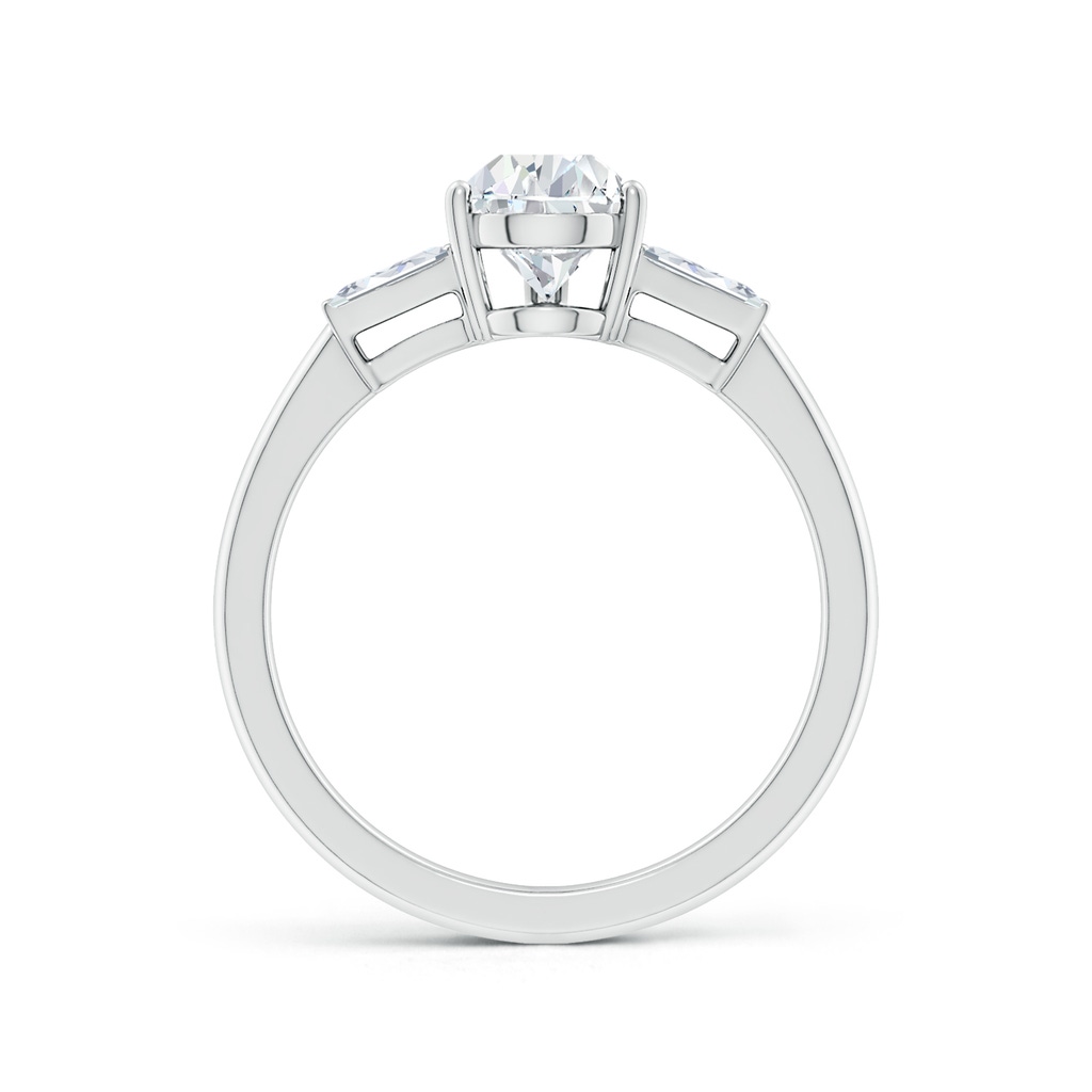 7.7x5.7mm FGVS Lab-Grown Pear and Twin Tapered Baguette Diamond Side Stone Engagement Ring in White Gold - side 199
