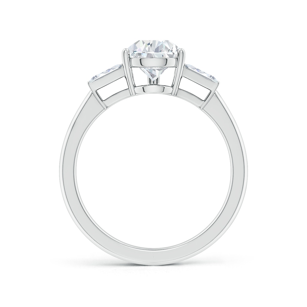 8.5x6.5mm FGVS Lab-Grown Pear and Twin Tapered Baguette Diamond Side Stone Engagement Ring in P950 Platinum - side 199