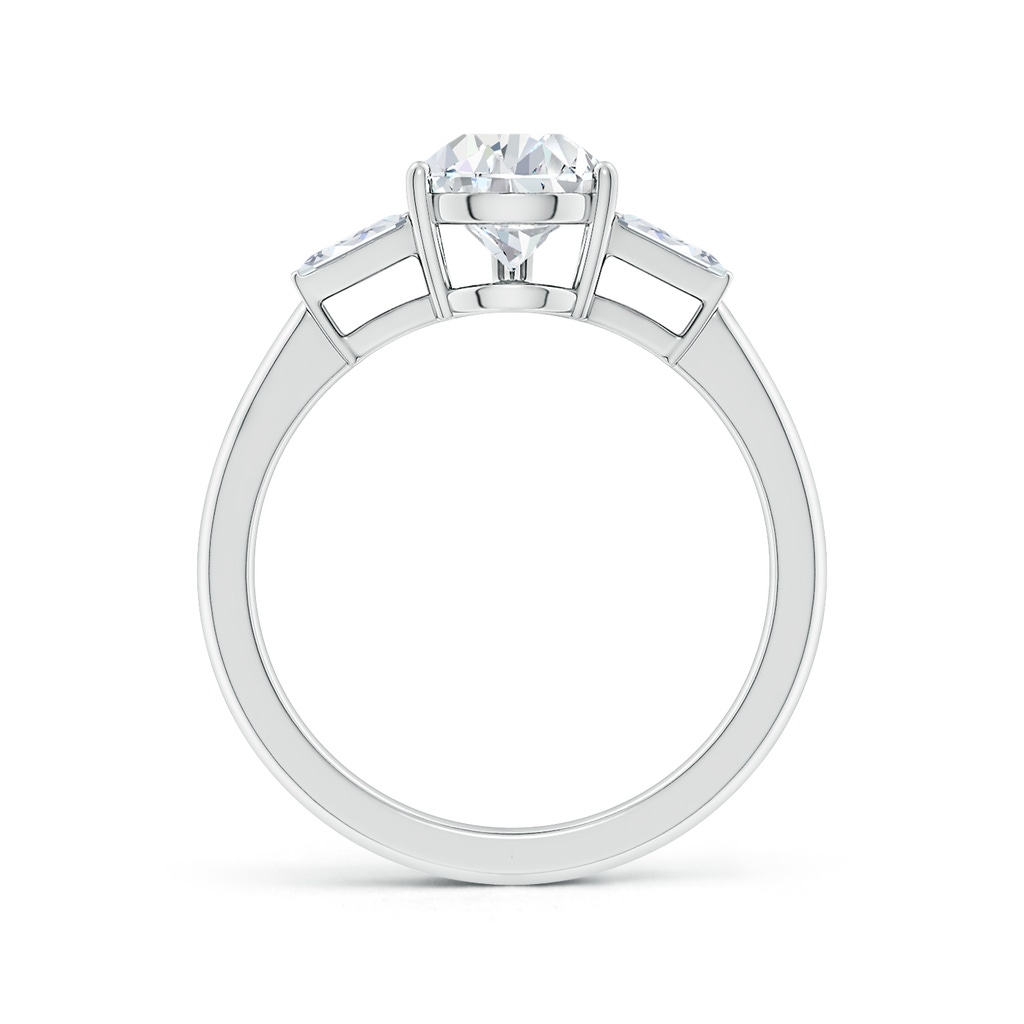 8.5x6.5mm FGVS Lab-Grown Pear and Twin Tapered Baguette Diamond Side Stone Engagement Ring in White Gold Side 199