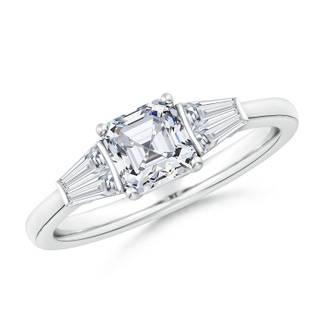 5.5mm FGVS Lab-Grown Asscher-Cut and Twin Tapered Baguette Diamond Side Stone Engagement Ring in P950 Platinum