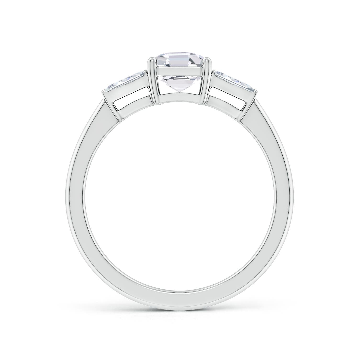 5.5mm FGVS Lab-Grown Asscher-Cut and Twin Tapered Baguette Diamond Side Stone Engagement Ring in White Gold - side 3