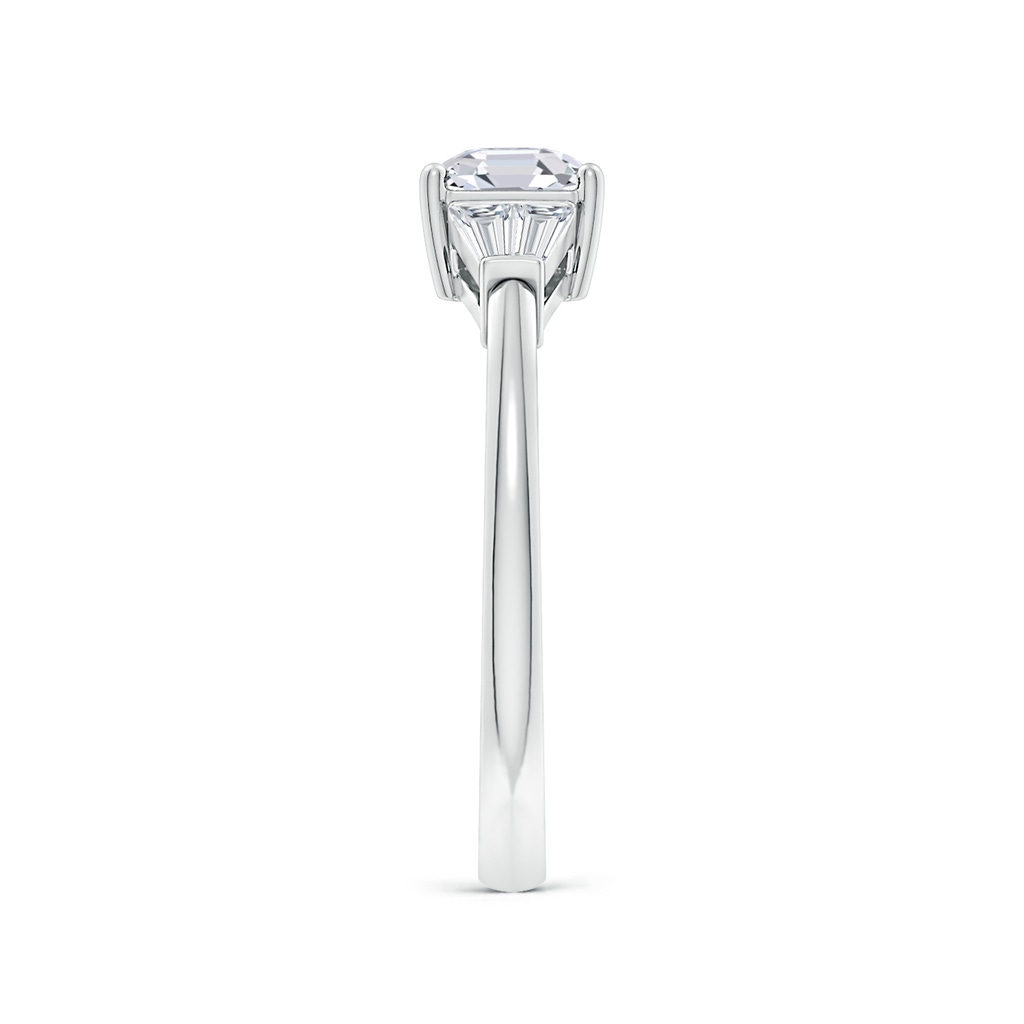 5.5mm FGVS Lab-Grown Asscher-Cut and Twin Tapered Baguette Diamond Side Stone Engagement Ring in White Gold Side 299