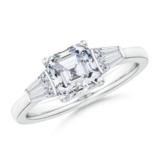 6.5mm FGVS Lab-Grown Asscher-Cut and Twin Tapered Baguette Diamond Side Stone Engagement Ring in P950 Platinum