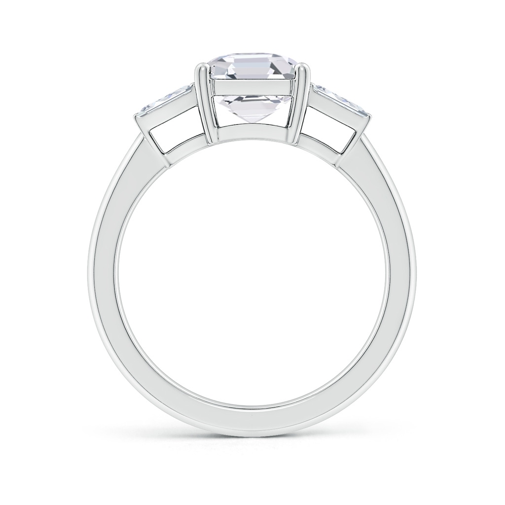 7mm FGVS Lab-Grown Asscher-Cut and Twin Tapered Baguette Diamond Side Stone Engagement Ring in White Gold - side 199
