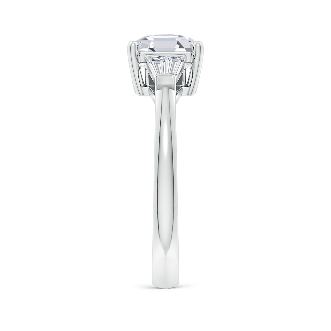 7mm FGVS Lab-Grown Asscher-Cut and Twin Tapered Baguette Diamond Side Stone Engagement Ring in White Gold - side 4