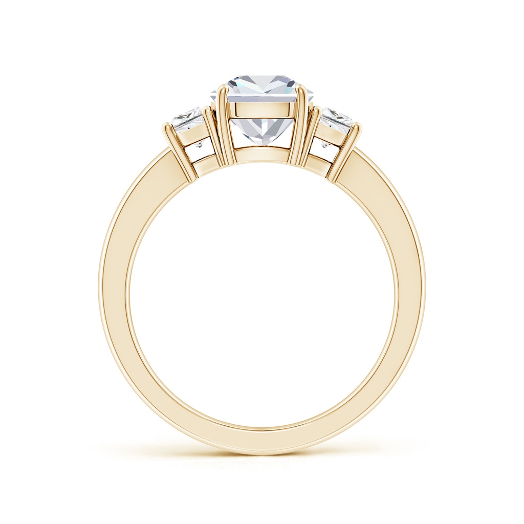 8.5x6.5mm FGVS Lab-Grown Cushion Rectangular and Trapezoid Diamond Three Stone Engagement Ring in Yellow Gold Side 199