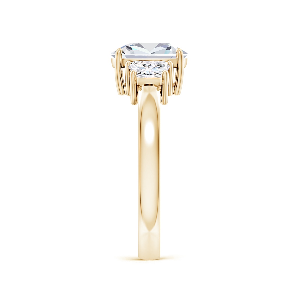 8.5x6.5mm FGVS Lab-Grown Cushion Rectangular and Trapezoid Diamond Three Stone Engagement Ring in Yellow Gold Side 299