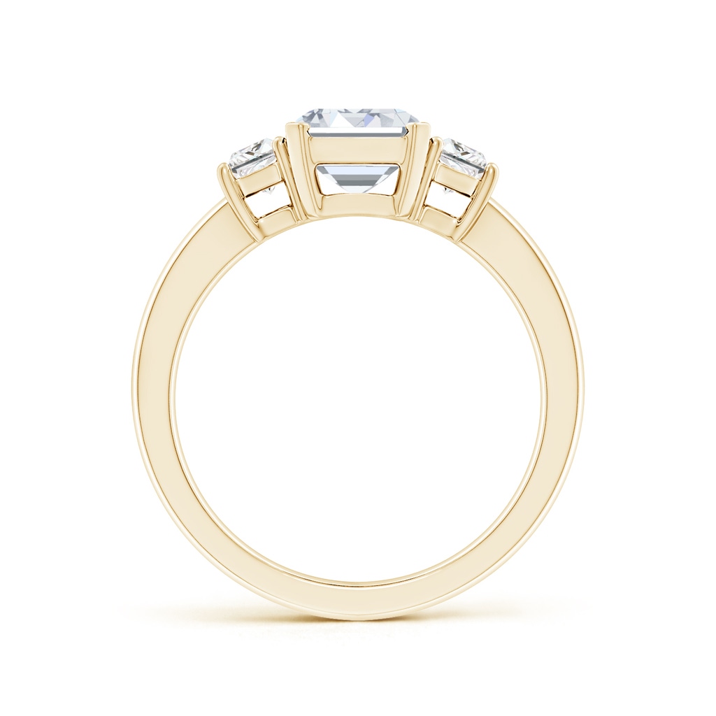 8.5x6.5mm FGVS Lab-Grown Emerald-Cut and Trapezoid Diamond Three Stone Engagement Ring in Yellow Gold Side 199