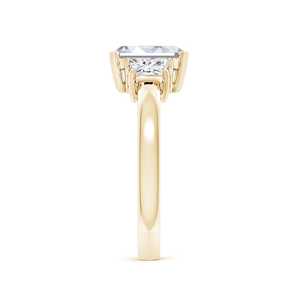 8.5x6.5mm FGVS Lab-Grown Emerald-Cut and Trapezoid Diamond Three Stone Engagement Ring in Yellow Gold Side 299