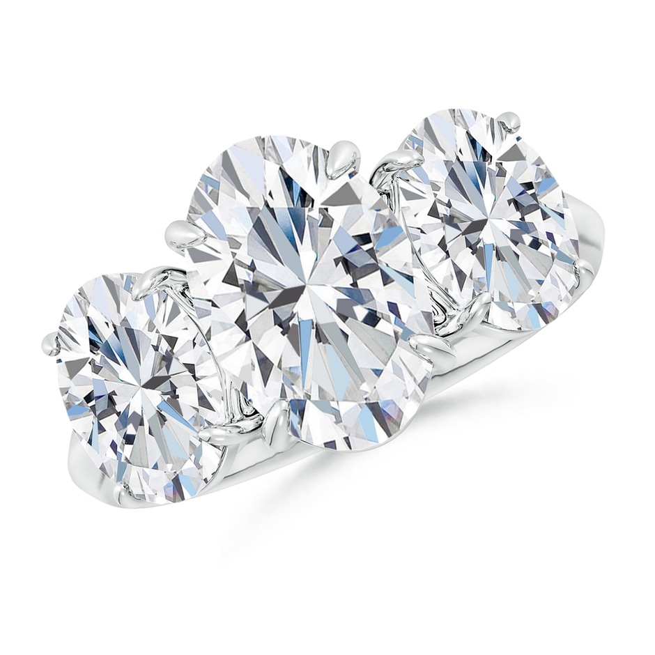 12x8mm FGVS Lab-Grown Oval Diamond Three Stone Knife-Edge Shank Engagement Ring in White Gold 