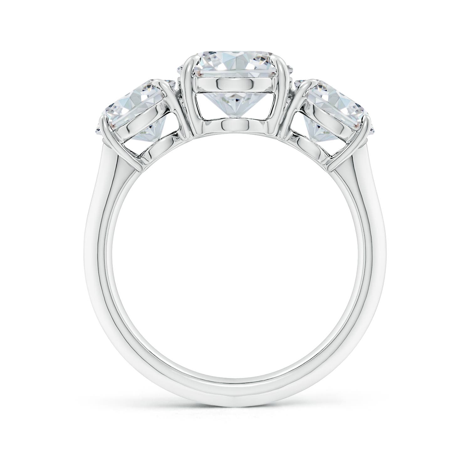 12x8mm FGVS Lab-Grown Oval Diamond Three Stone Knife-Edge Shank Engagement Ring in White Gold