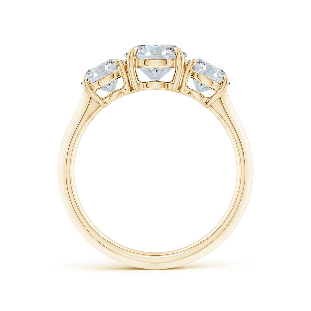 8.5x6.5mm FGVS Lab-Grown Oval Diamond Three Stone Knife-Edge Shank Engagement Ring in Yellow Gold - side 199