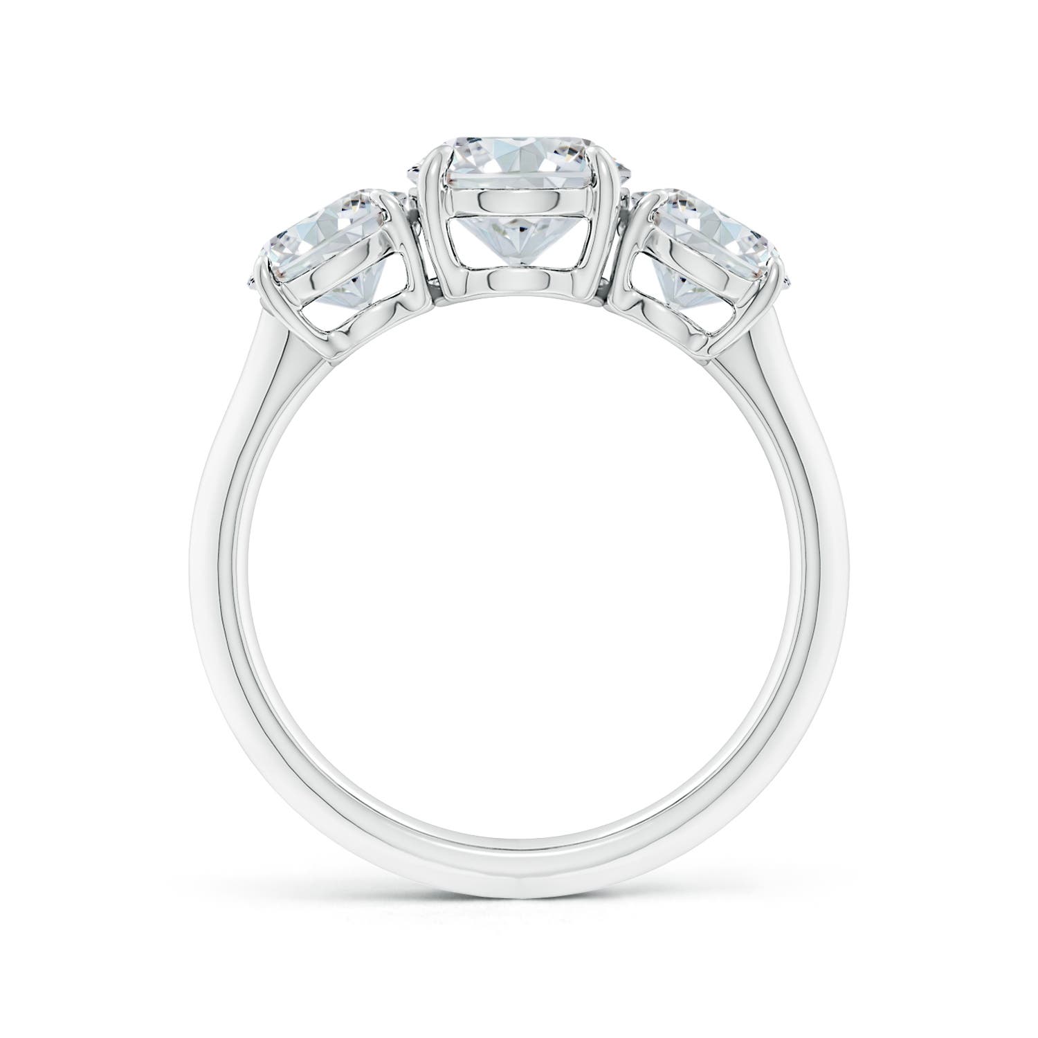 9x7mm FGVS Lab-Grown Oval Diamond Three Stone Knife-Edge Shank Engagement Ring in 18K White Gold - side 3