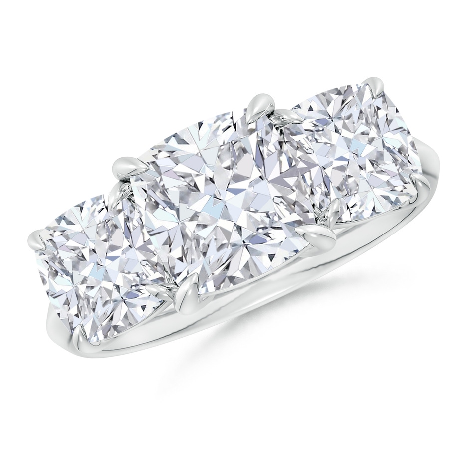 8mm FGVS Lab-Grown Cushion Diamond Three Stone Knife-Edge Shank Engagement Ring in White Gold 