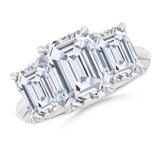 10x7.5mm FGVS Lab-Grown Emerald-Cut Diamond Three Stone Knife-Edge Shank Engagement Ring in P950 Platinum