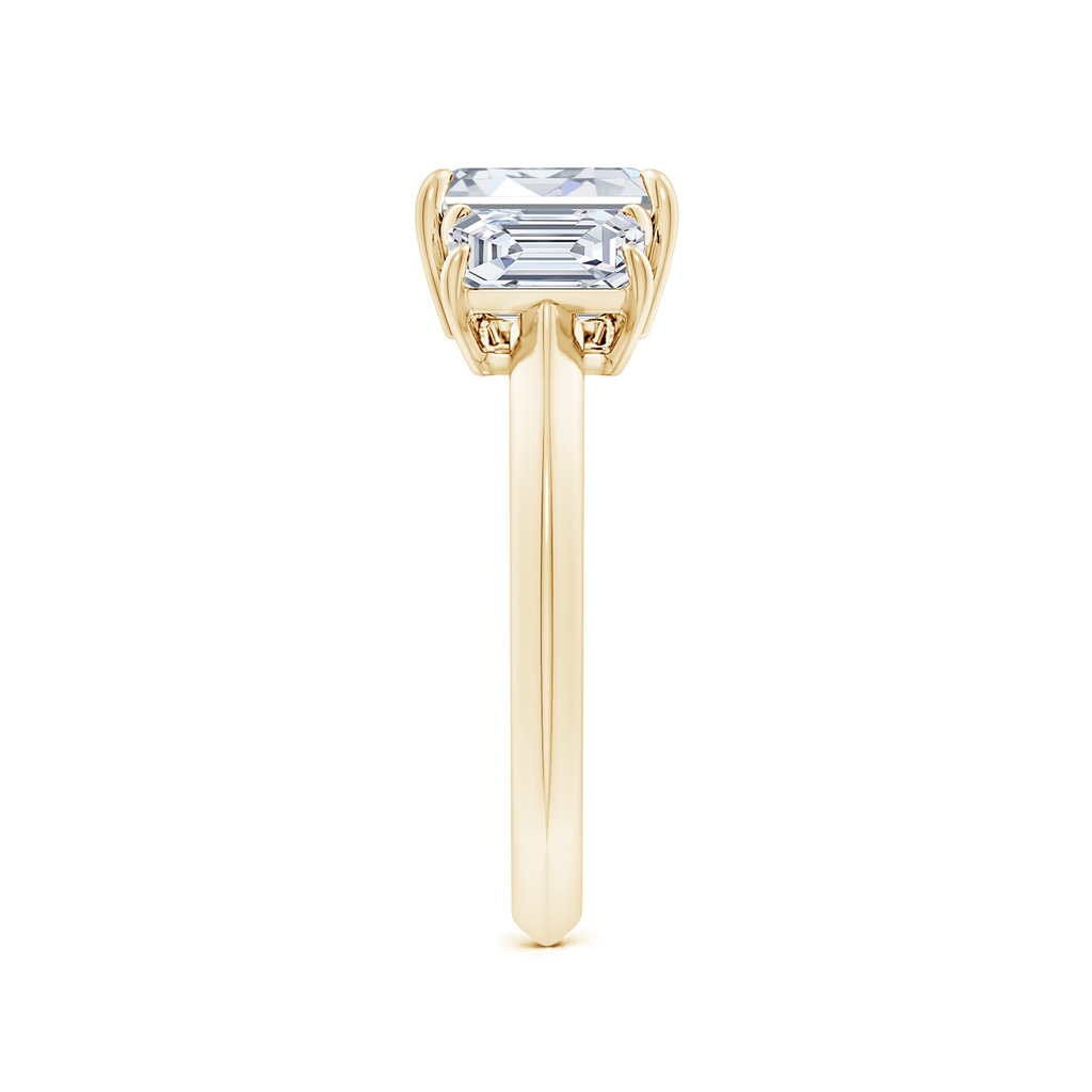 7.5x5.5mm FGVS Lab-Grown Emerald-Cut Diamond Three Stone Knife-Edge Shank Engagement Ring in Yellow Gold Side 299