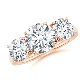 8.9mm FGVS Lab-Grown Round Diamond Three Stone Classic Engagement Ring in 18K Rose Gold