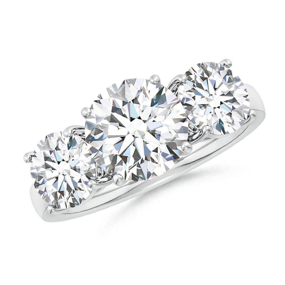 8.9mm FGVS Lab-Grown Round Diamond Three Stone Classic Engagement Ring in P950 Platinum 