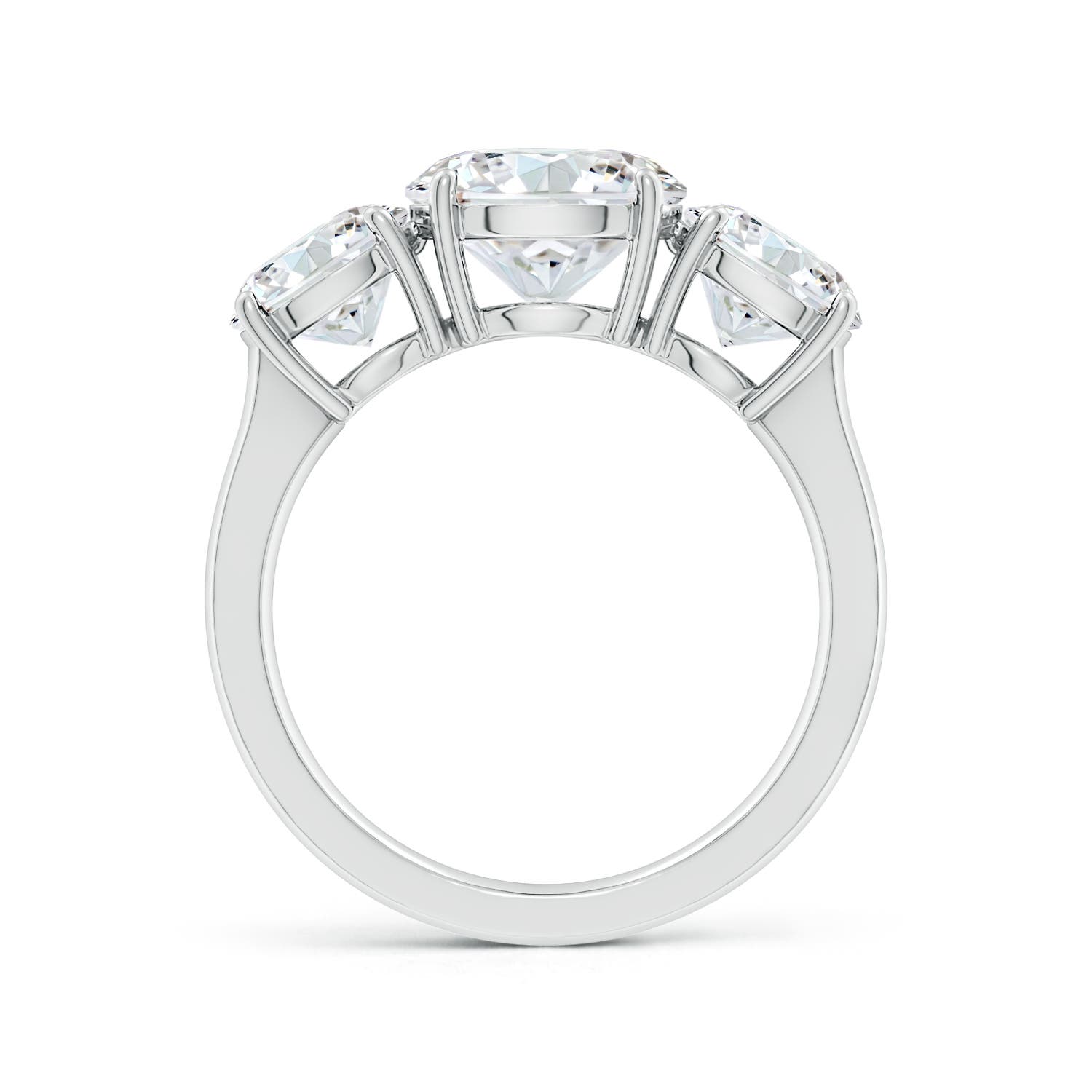 8.9mm FGVS Lab-Grown Round Diamond Three Stone Classic Engagement Ring in White Gold
