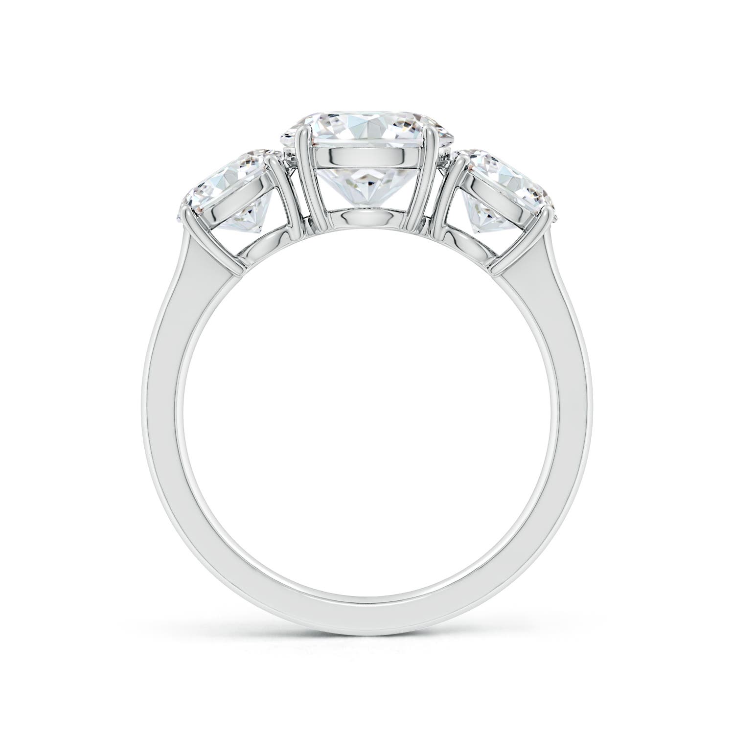 8mm FGVS Lab-Grown Round Diamond Three Stone Classic Engagement Ring in P950 Platinum