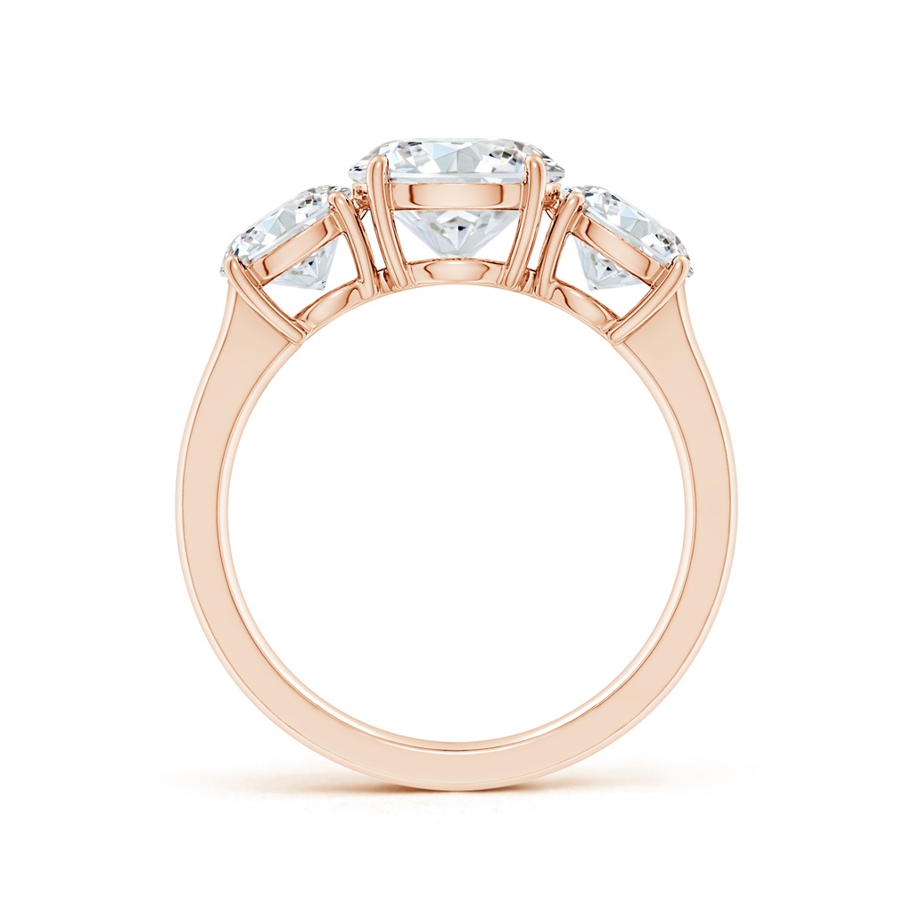 8mm FGVS Lab-Grown Round Diamond Three Stone Classic Engagement Ring in Rose Gold - side 199