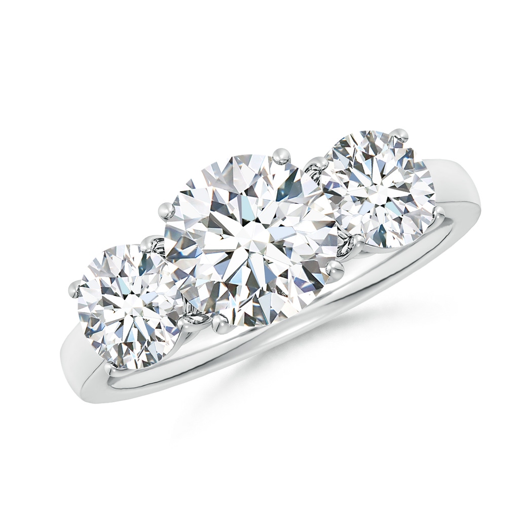 8mm FGVS Lab-Grown Round Diamond Three Stone Classic Engagement Ring in White Gold