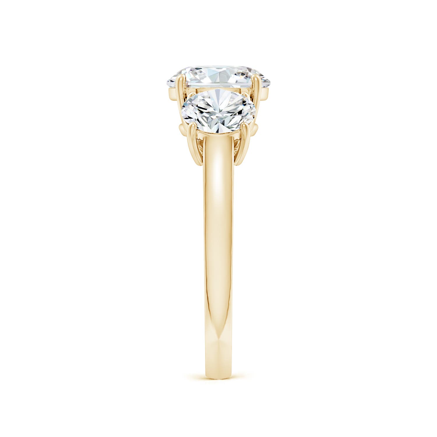 8mm FGVS Lab-Grown Round Diamond Three Stone Classic Engagement Ring in Yellow Gold - side 4
