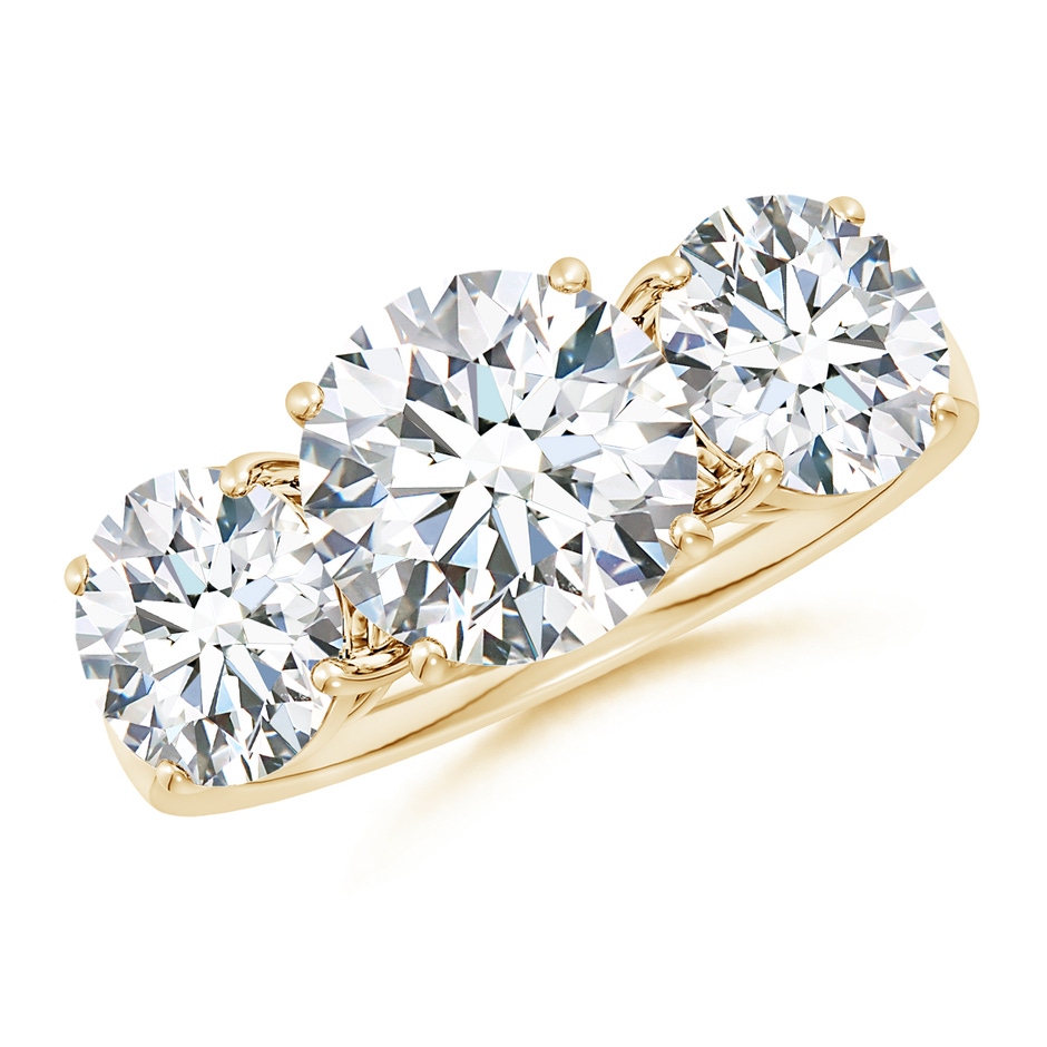 9.2mm FGVS Lab-Grown Round Diamond Three Stone Classic Engagement Ring in 9K Yellow Gold 