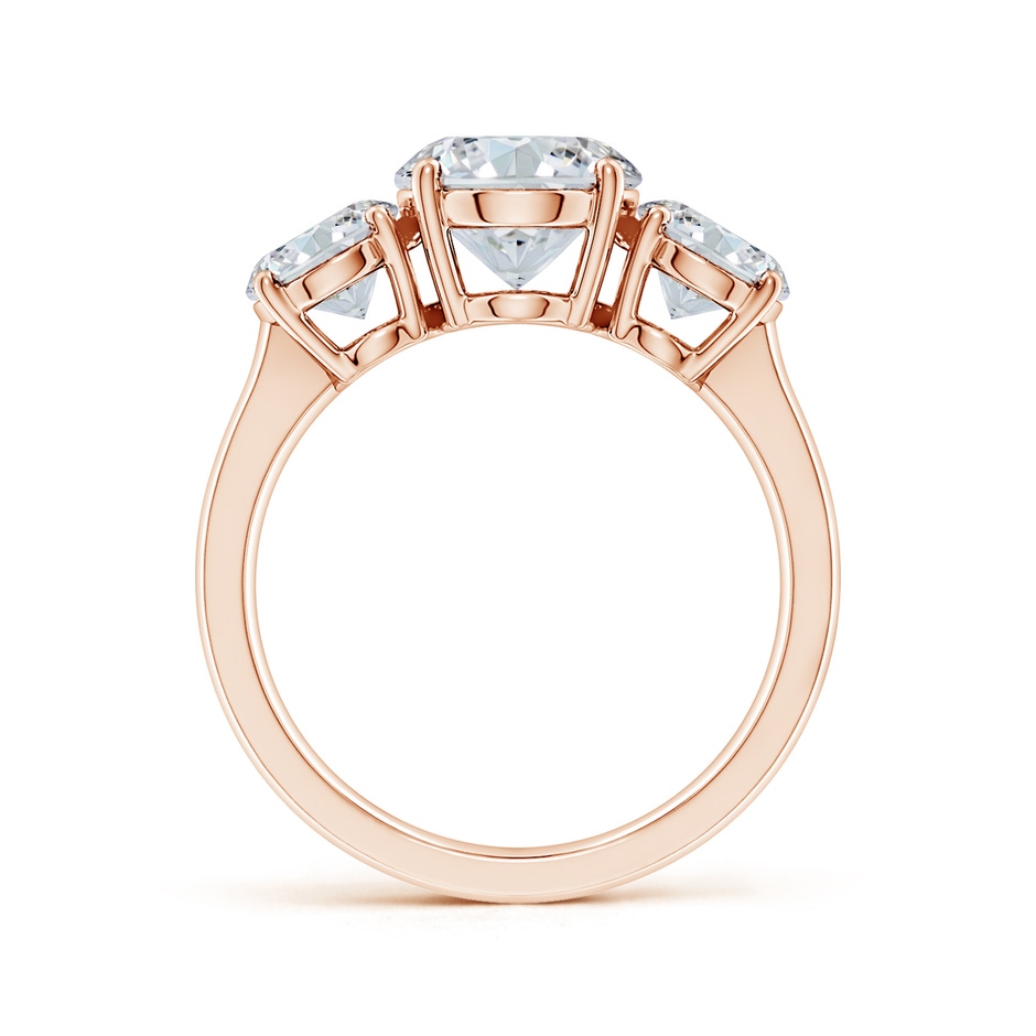 10x8mm FGVS Lab-Grown Oval Diamond Three Stone Classic Engagement Ring in 18K Rose Gold side 199