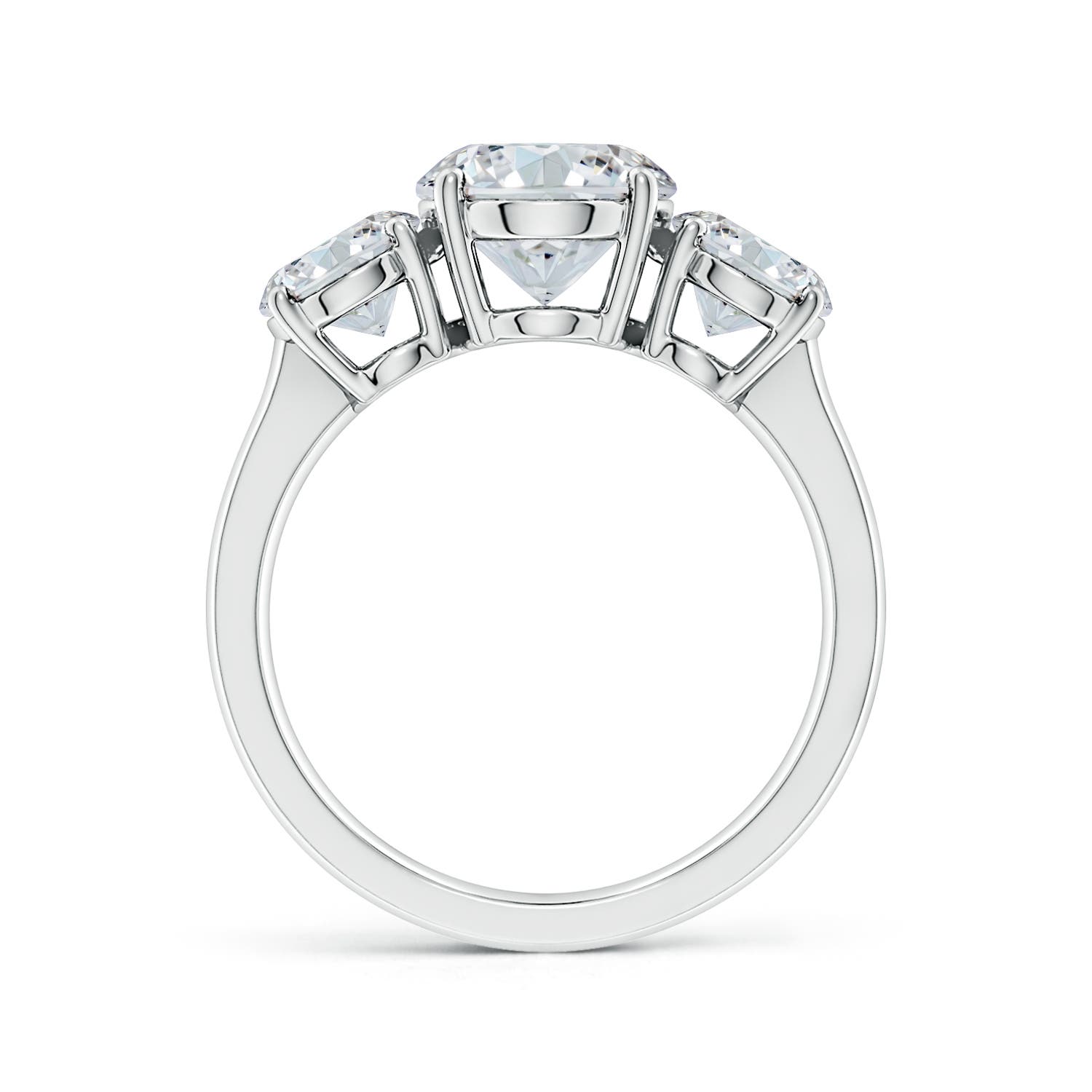 10x8mm FGVS Lab-Grown Oval Diamond Three Stone Classic Engagement Ring in White Gold