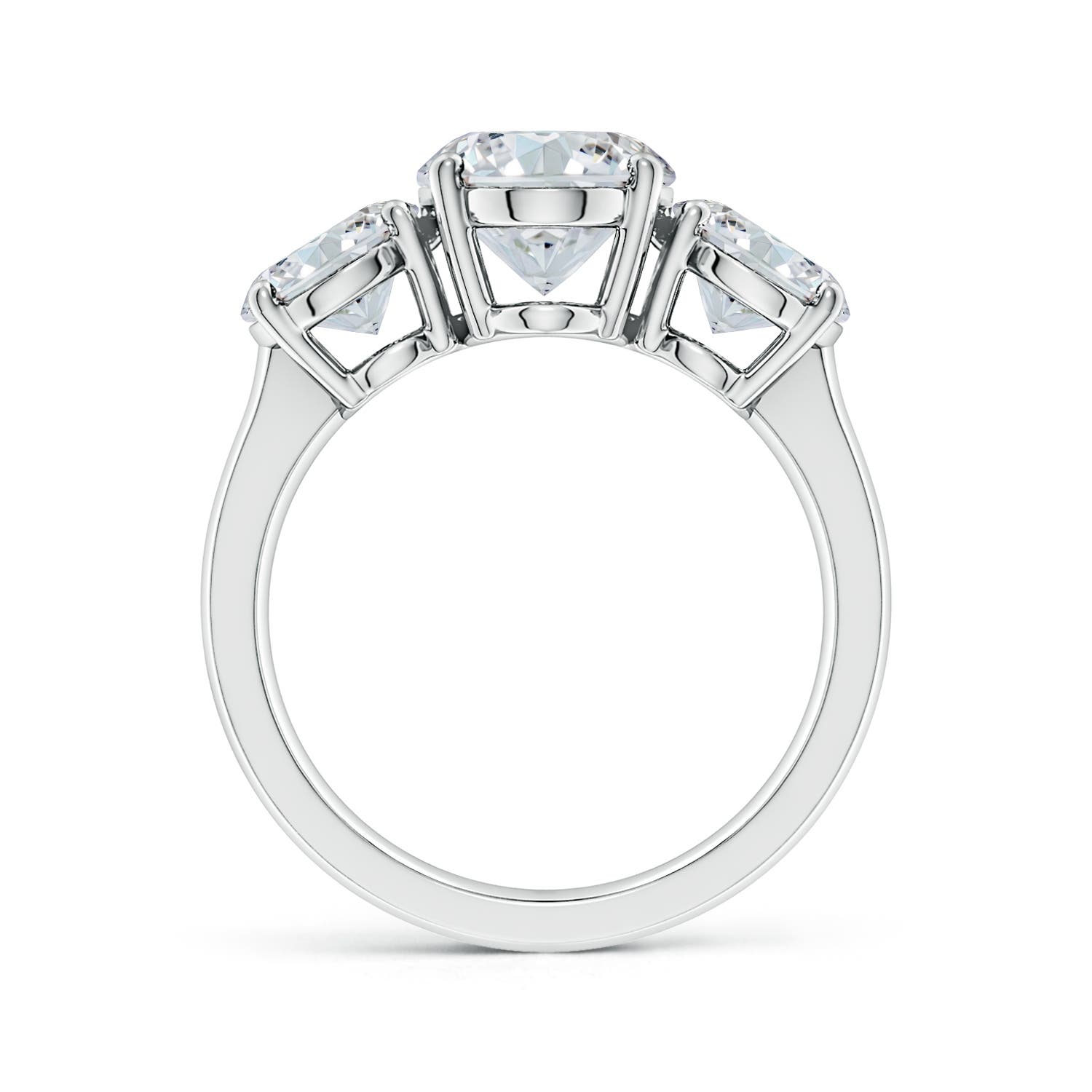 12x8mm FGVS Lab-Grown Oval Diamond Three Stone Classic Engagement Ring in White Gold