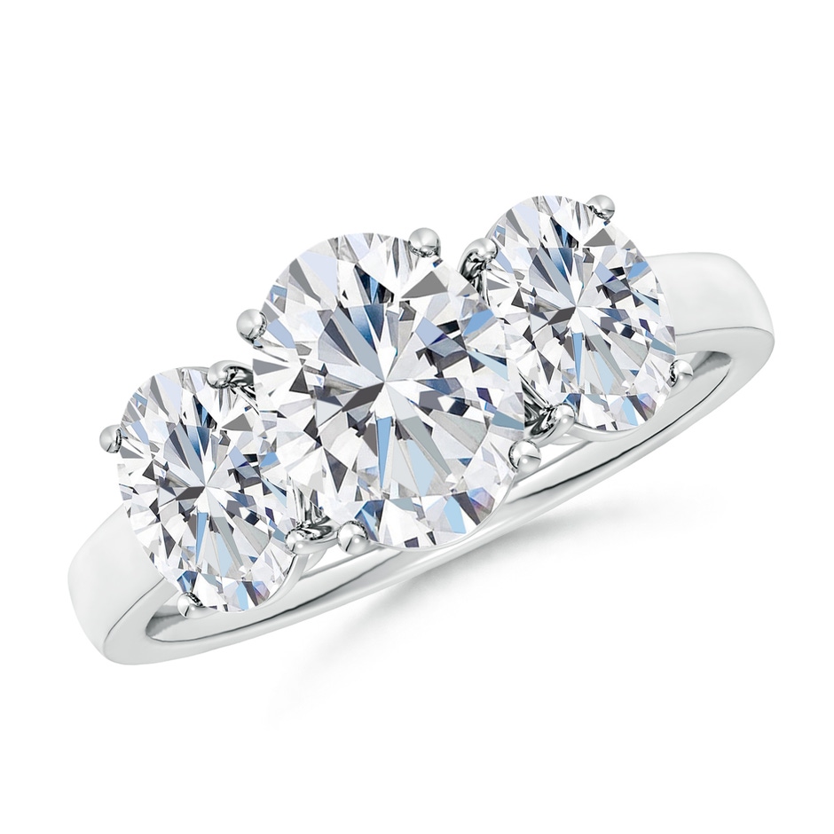9x7mm FGVS Lab-Grown Oval Diamond Three Stone Classic Engagement Ring in P950 Platinum 