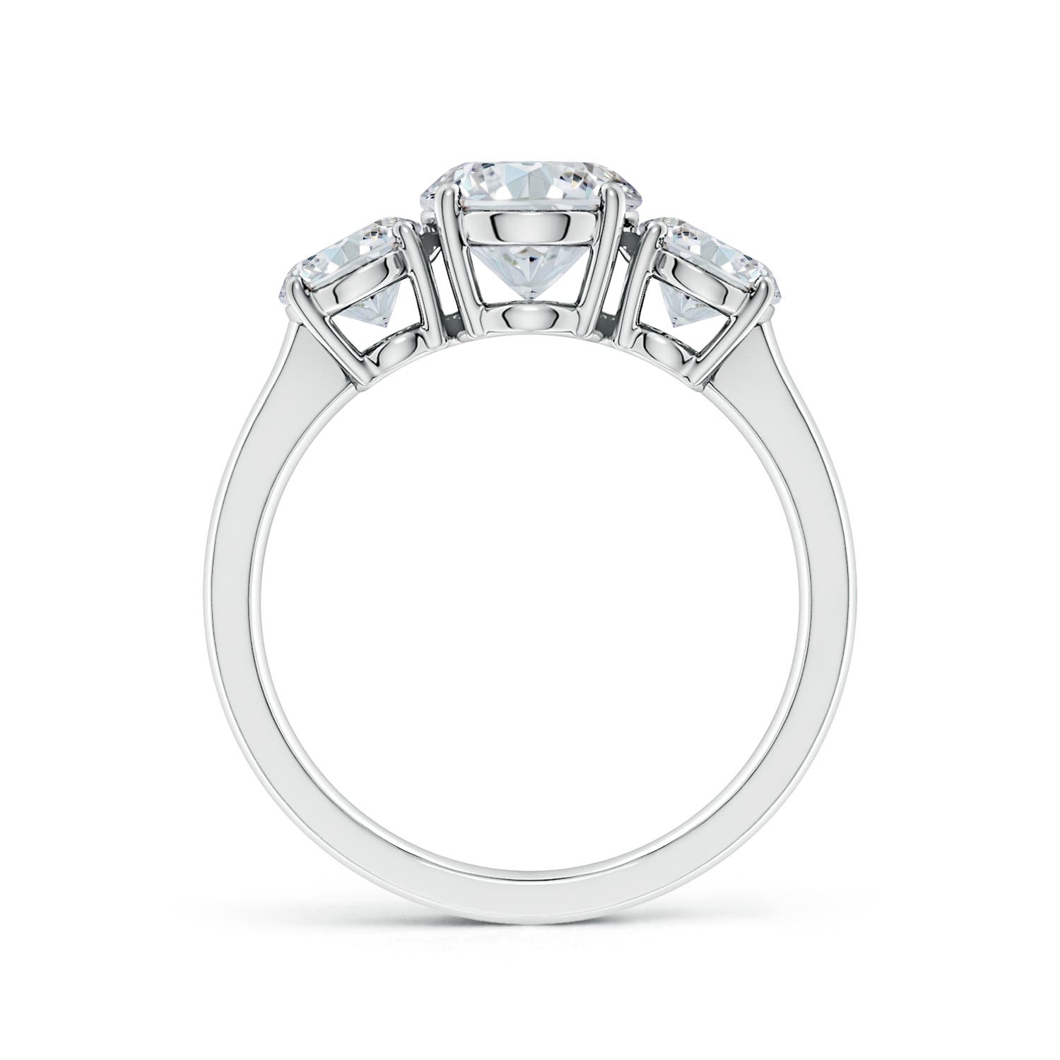 9x7mm FGVS Lab-Grown Oval Diamond Three Stone Classic Engagement Ring in P950 Platinum - side 3