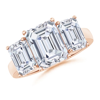 10x7.5mm FGVS Lab-Grown Emerald-Cut Diamond Three Stone Classic Engagement Ring in 18K Rose Gold