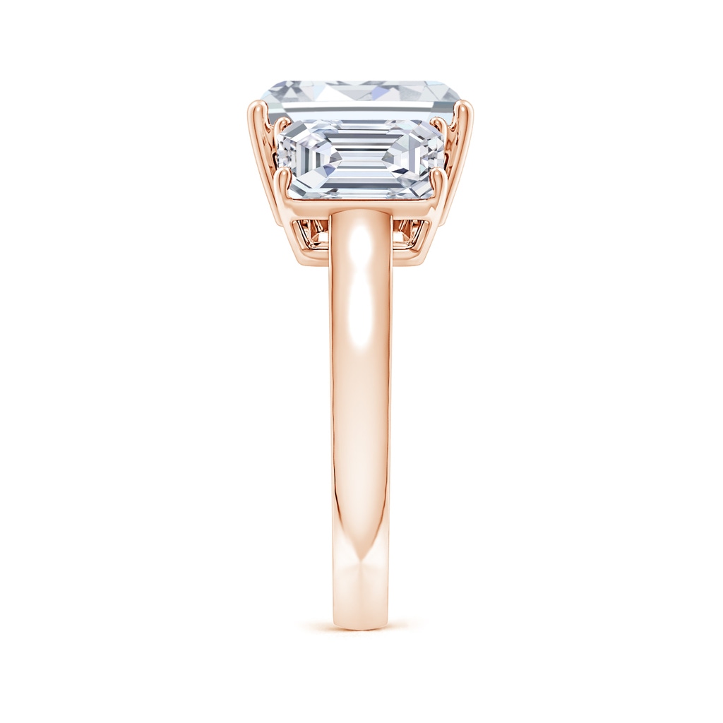 10x7.5mm FGVS Lab-Grown Emerald-Cut Diamond Three Stone Classic Engagement Ring in 18K Rose Gold Side 299