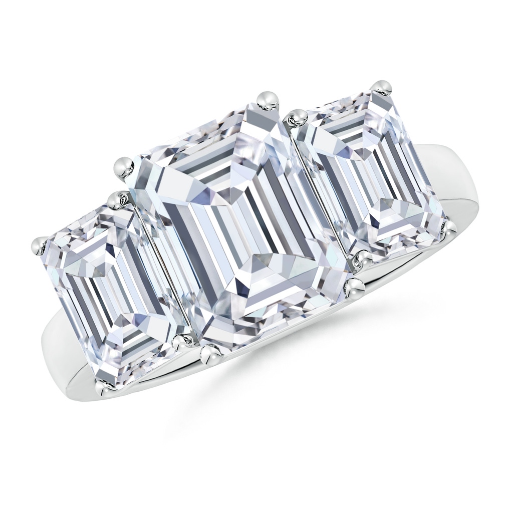 10x7.5mm FGVS Lab-Grown Emerald-Cut Diamond Three Stone Classic Engagement Ring in P950 Platinum