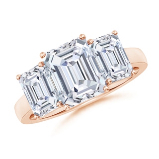 9x7mm FGVS Lab-Grown Emerald-Cut Diamond Three Stone Classic Engagement Ring in 18K Rose Gold