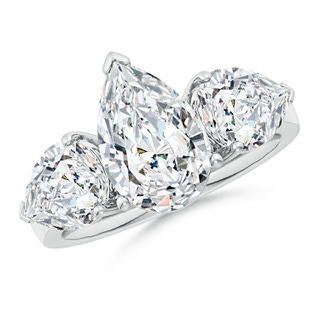 12x8mm FGVS Lab-Grown Pear Diamond Three Stone Classic Engagement Ring in P950 Platinum