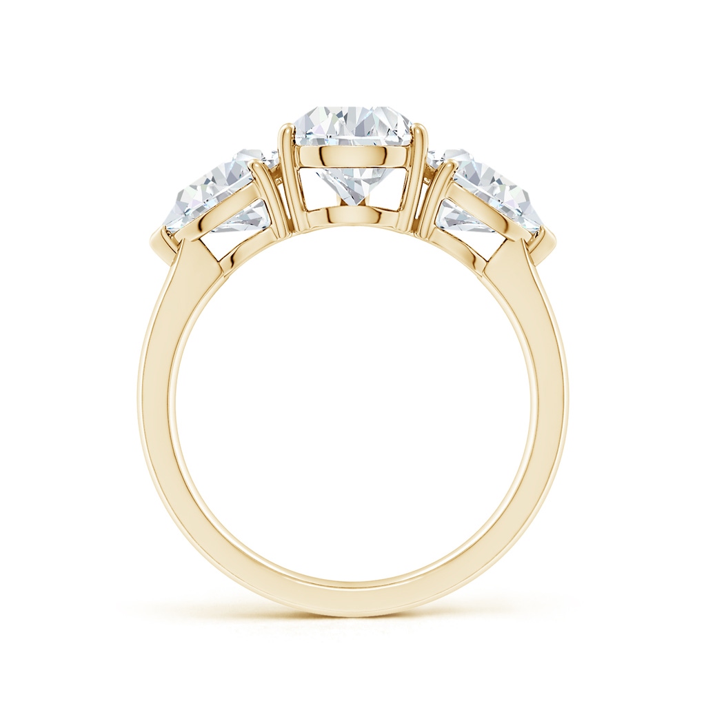9x7mm FGVS Lab-Grown Pear Diamond Three Stone Classic Engagement Ring in Yellow Gold Side 199