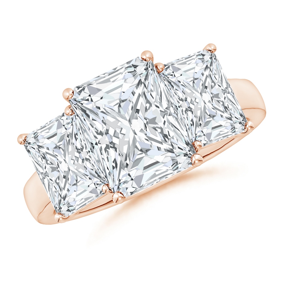 9.5x7.5mm FGVS Lab-Grown Radiant-Cut Diamond Three Stone Classic Engagement Ring in Rose Gold 