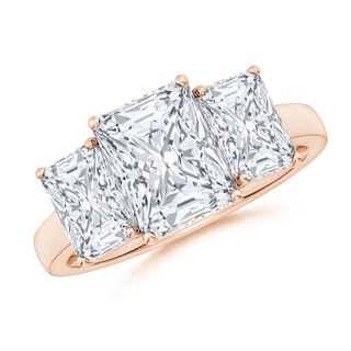 9x7mm FGVS Lab-Grown Radiant-Cut Diamond Three Stone Classic Engagement Ring in 18K Rose Gold