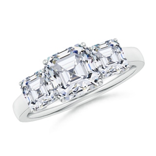 7mm FGVS Lab-Grown Asscher-Cut Diamond Three Stone Classic Engagement Ring in P950 Platinum
